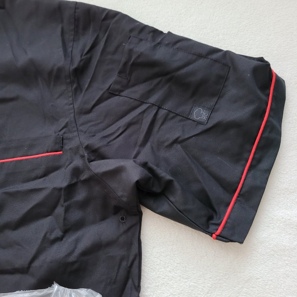 Happy Chef Signature Chef Coat NEW | Large | Unisex | Black/Red - Picture 13 of 16